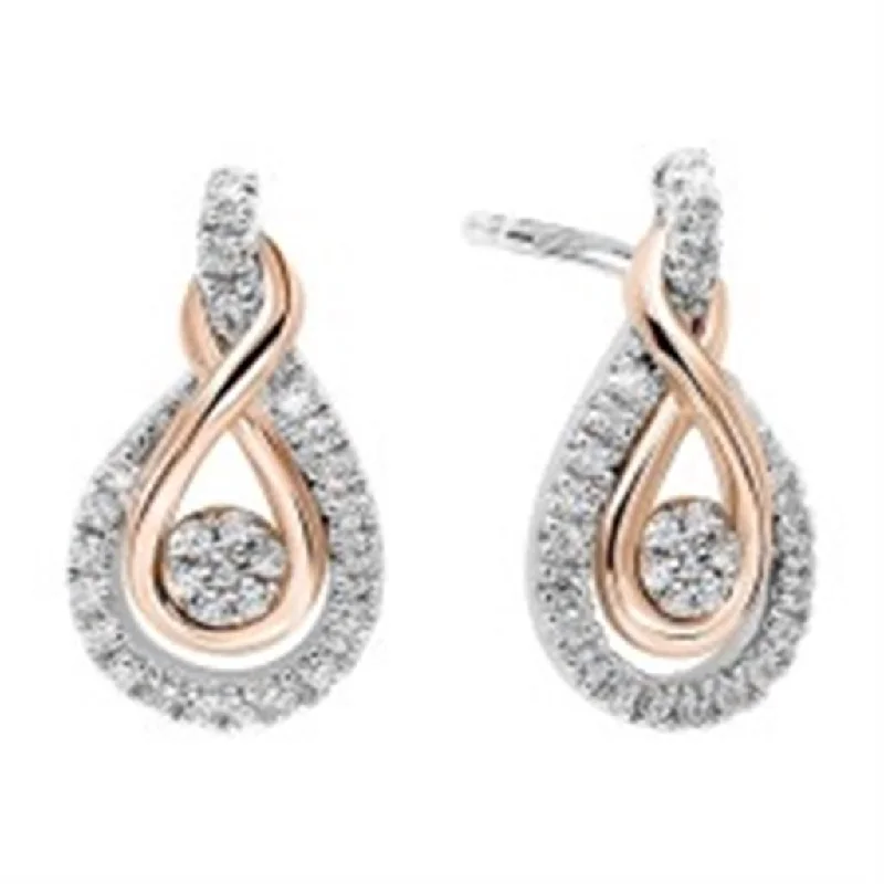 14K Rose Gold/Sterling Silver Diamond Earrings