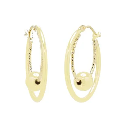 Ball Hoop Earring in 14kt Yellow Gold