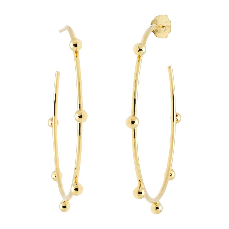 Bead Hoop Earring in 14kt Yellow Gold