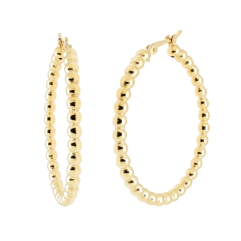 Bead Hoop Earrings in 14kt Yellow Gold