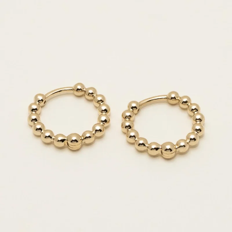 Beaded Huggie Hoop Earrings in 14kt Yellow Gold