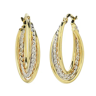 Twist Hoop Earrings in 14kt Yellow and White Gold