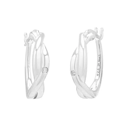 Diamond Twist Hoop Earrings in Sterling Silver (.02ct tw)