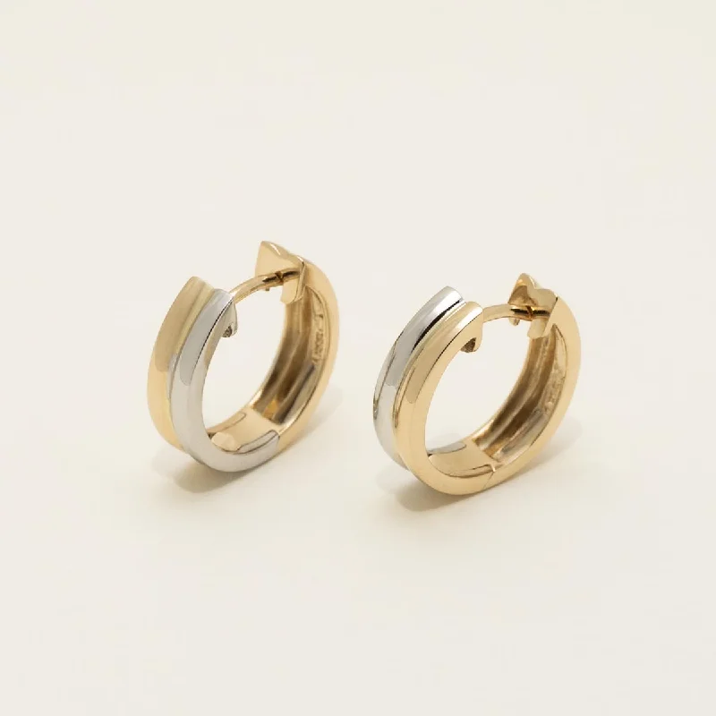 Double Hoop Earrings in 14kt Yellow and White Gold