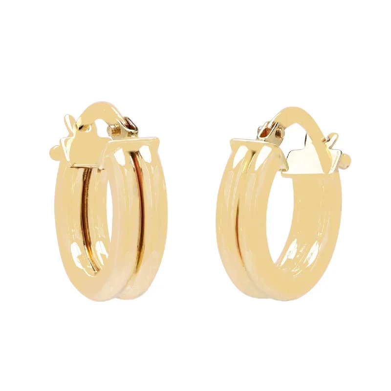 Double Row Bar Hoop Earrings in 14kt Yellow Gold