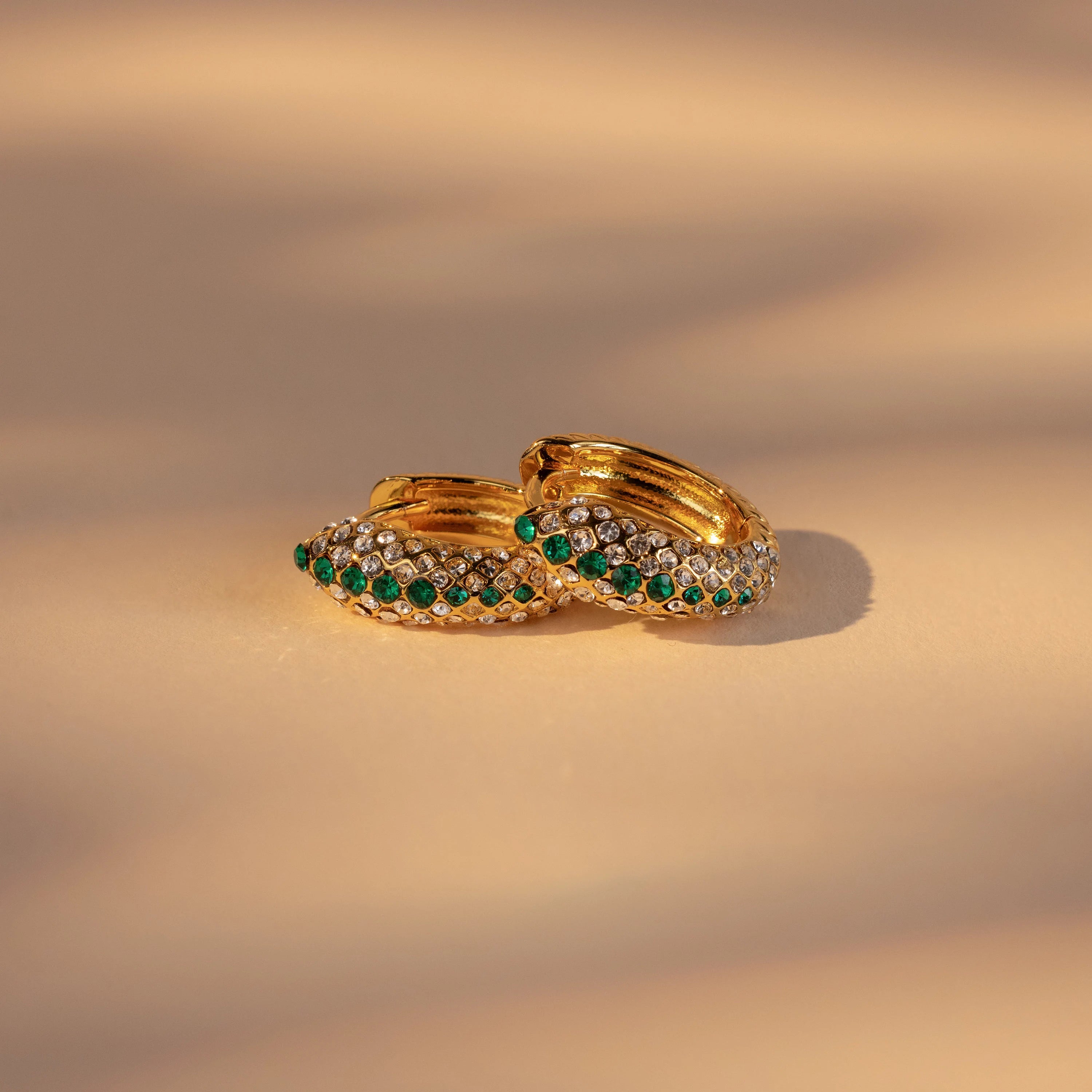 Emerald Pave Snake Hoops