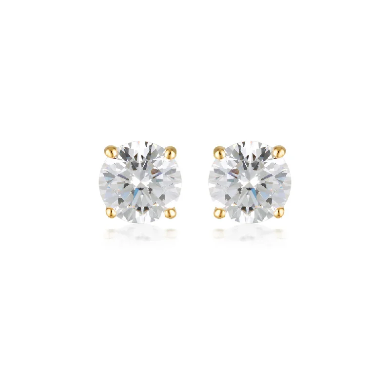 Georgini Gold Plated Sterling Silver 5mm Clear Round Stud Earrings