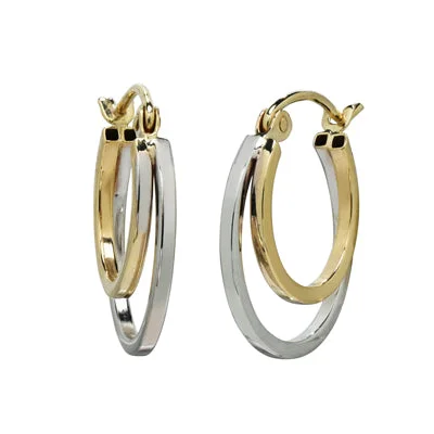 Hoop Earrings in 14kt White and Yellow Gold