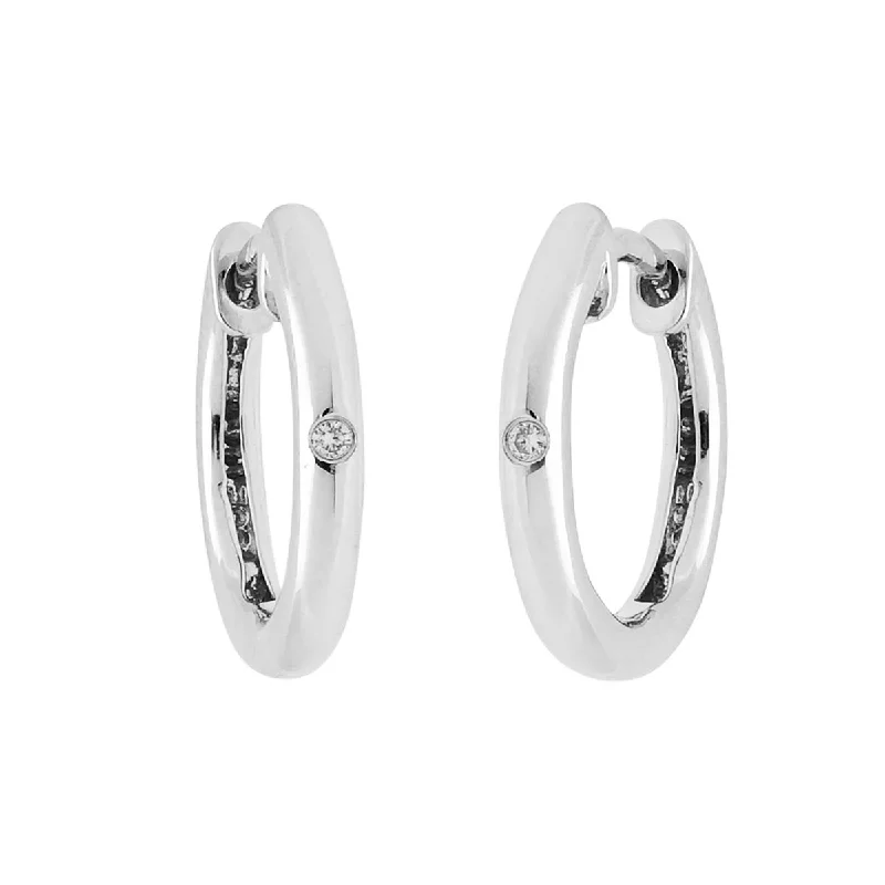 Hoop Earrings in Sterling Silver with Diamonds (.02ct tw)