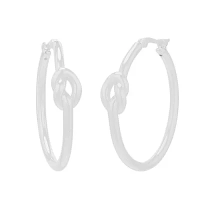 Knot Hoop Earrings in 14kt White Gold