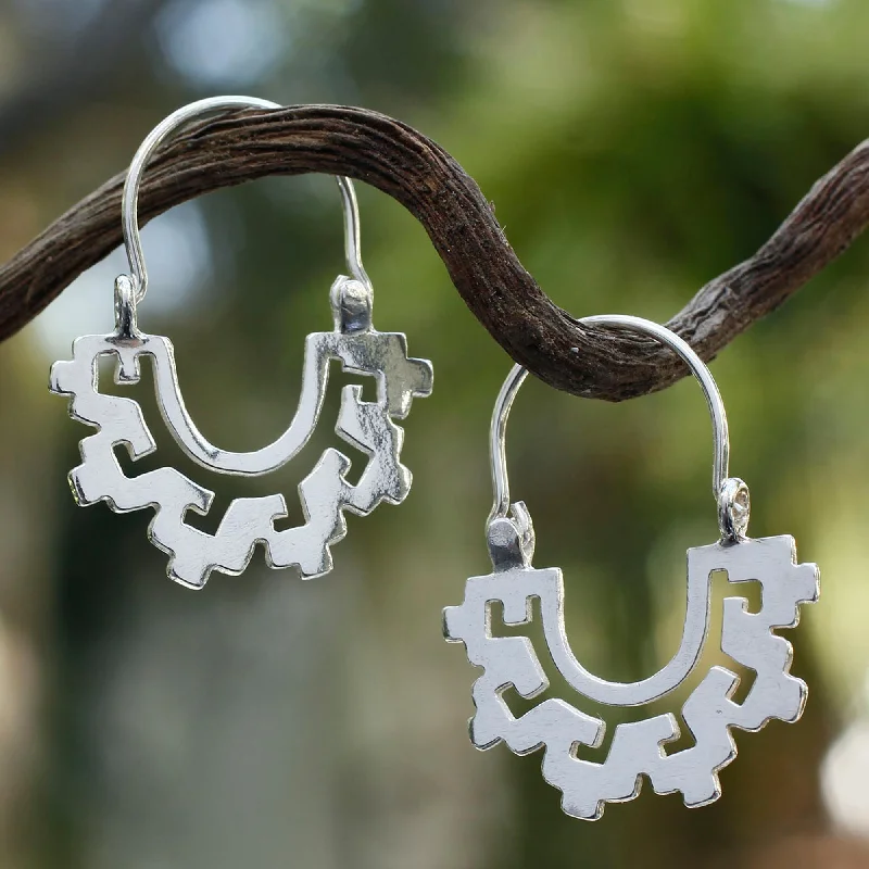 Magical Mitla Collectible Sterling Silver Hoop Earrings