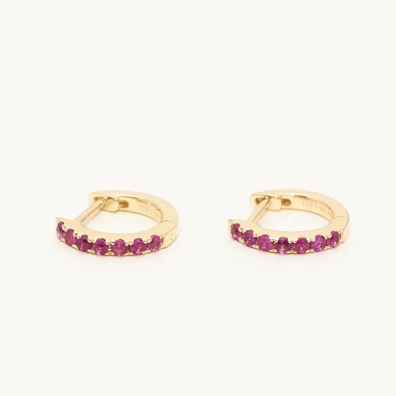 Ruby Hoop Earring in 14kt Yellow Gold