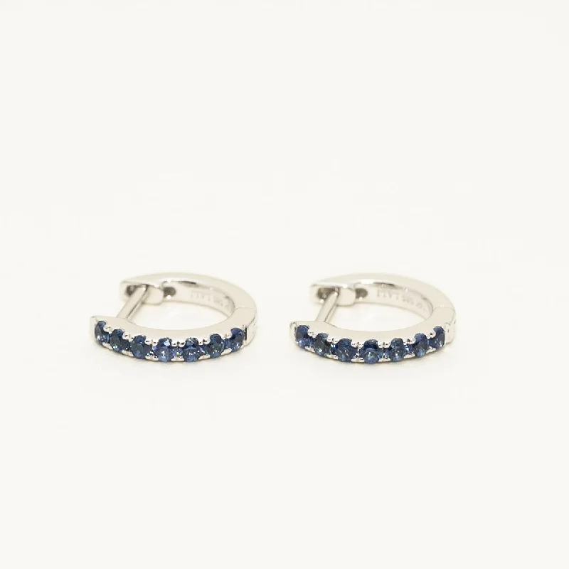 Sapphire Hoop Earring in 14kt White Gold