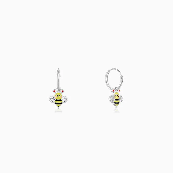 Silver Cheery Bee Kids Hoop Earrings (4-12 yrs)