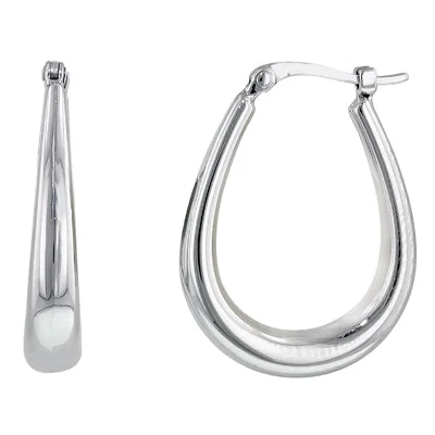 Small U Shape Hoop Earrings in Sterling Silver