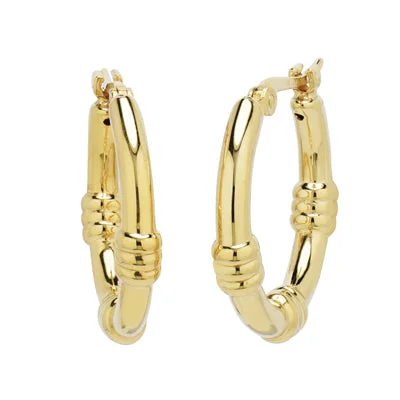 Stationed Hoop Earrings in 14kt Yellow Gold