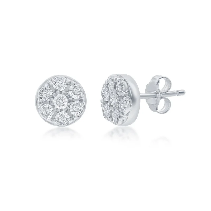 SS 0.02ctw 5mm Round Diamond Cluster Earrings