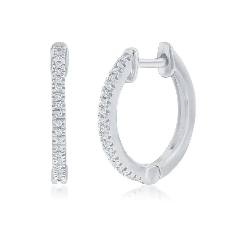 SS 0.07ctw 15mm Huggie I/SI2 Diamond Earrings