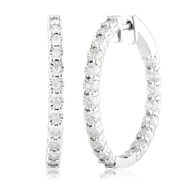 Sterling Silver 1/2 Carat Diamond Hoop Earrings