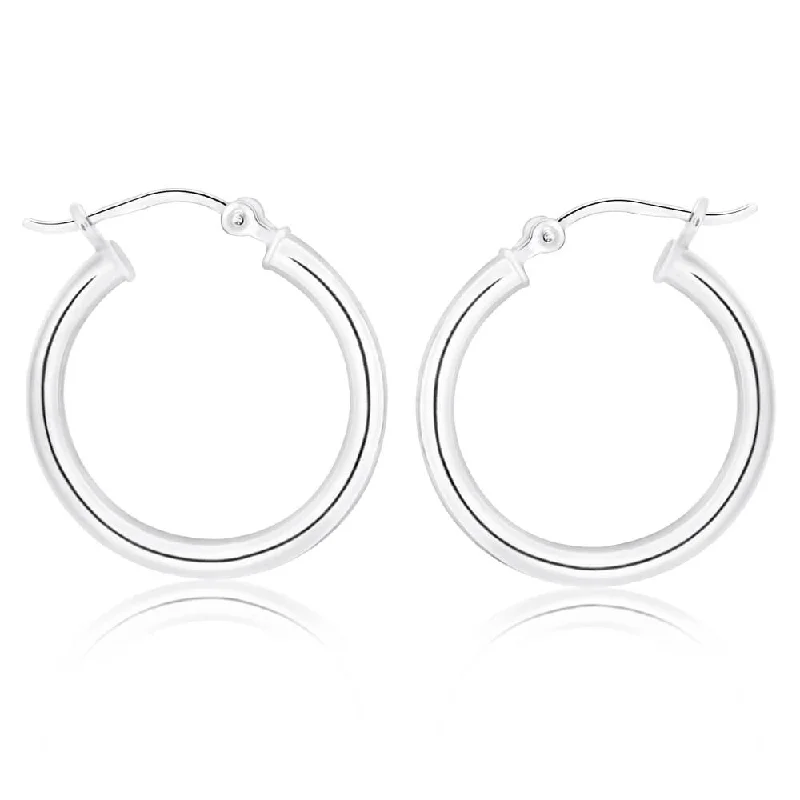 Sterling Silver 19mm Plain Hoop Earrings