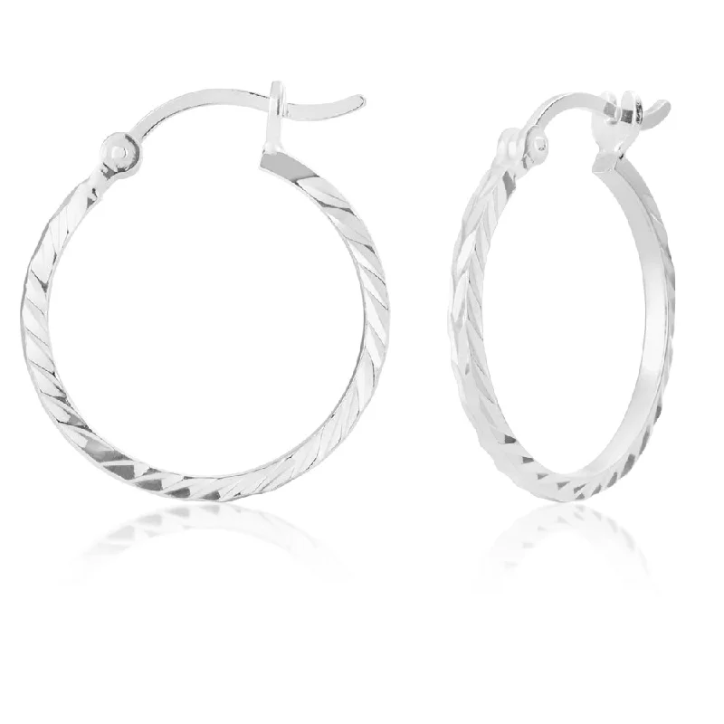 Sterling Silver 20mm Fancy Hoop Earrings