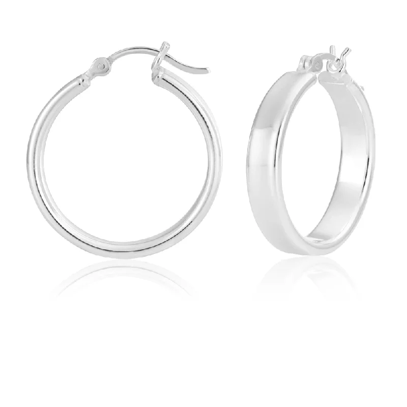 Sterling Silver 25mm Flat Edge Hoop Earrings