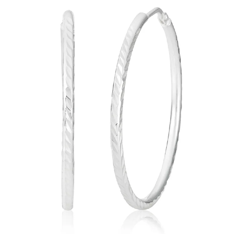 Sterling Silver 30mm Diamond Cut Hoop Earrings