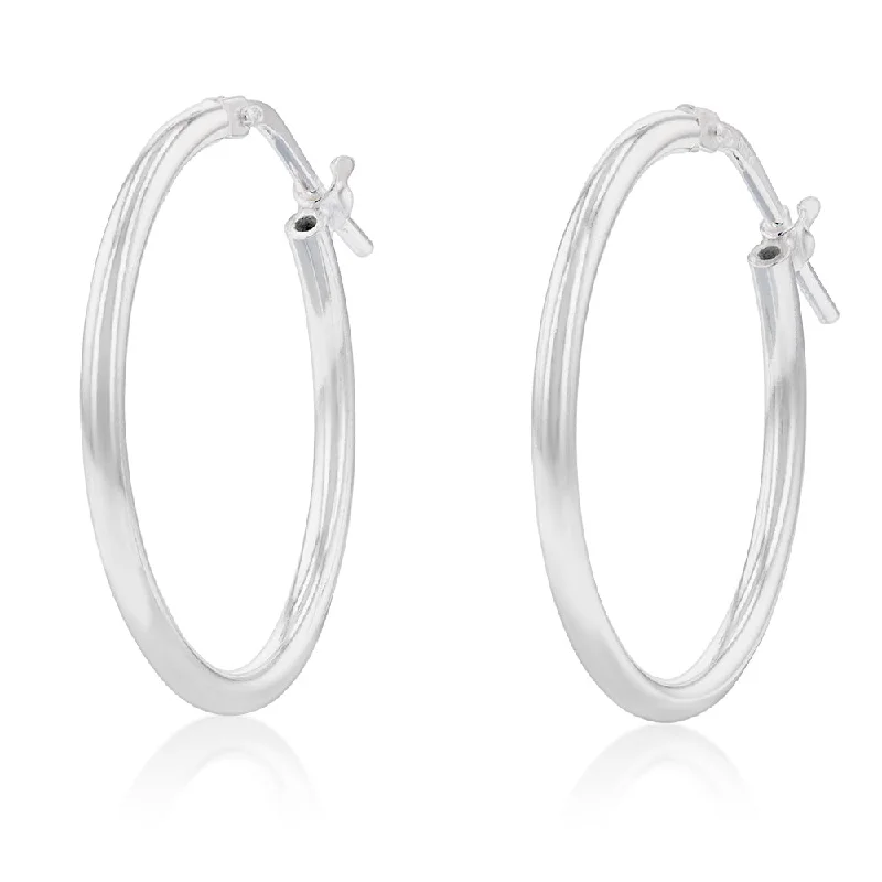 Sterling Silver Plain 20mm Hoop Earrings