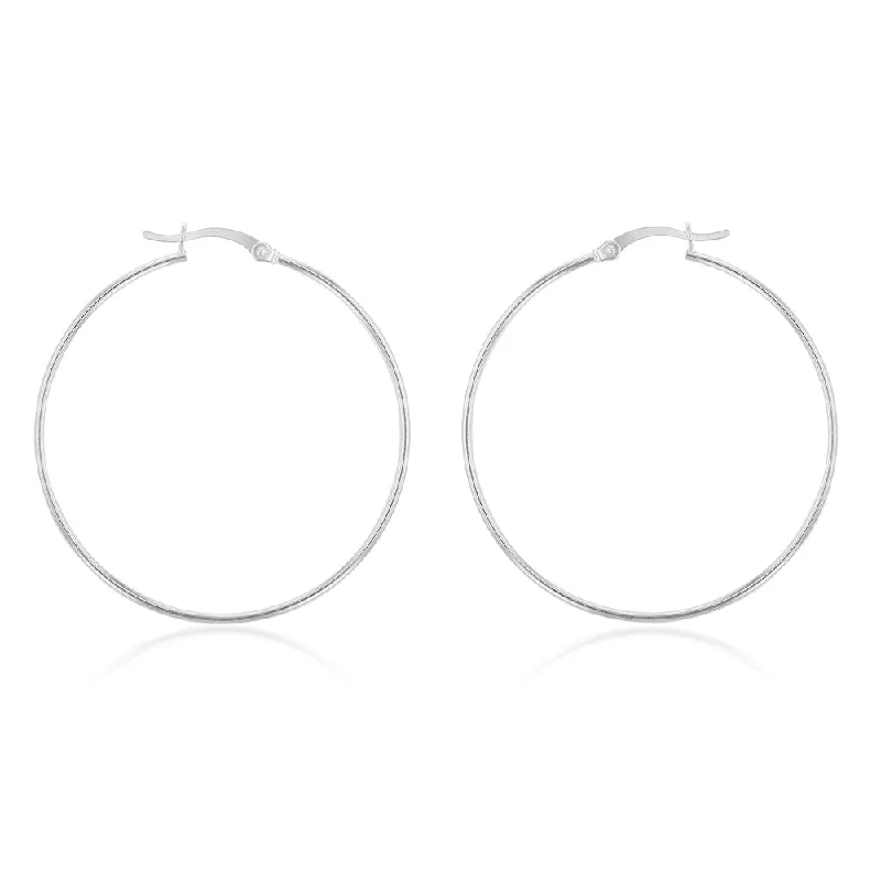 Sterling Silver Plain 40mm Hoop Earrings