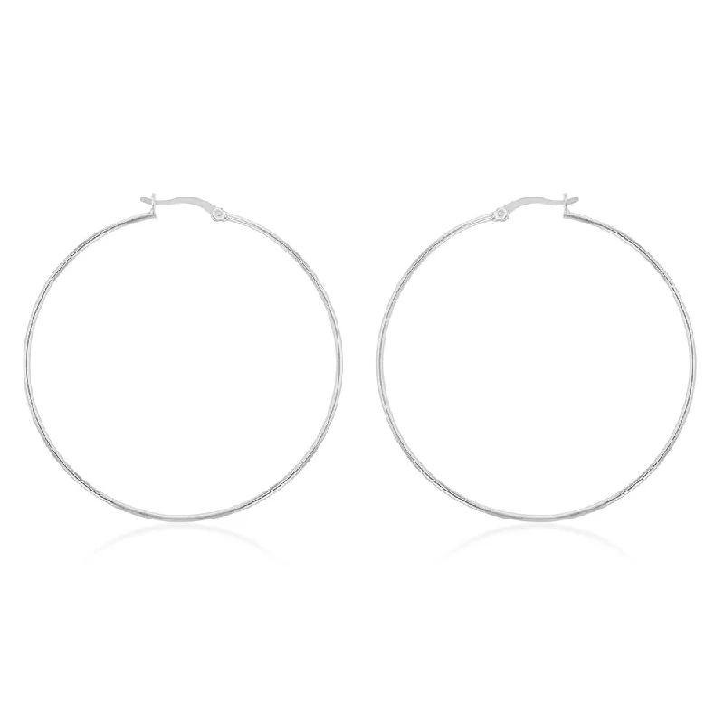 Sterling Silver Plain 50mm Hoop Earrings