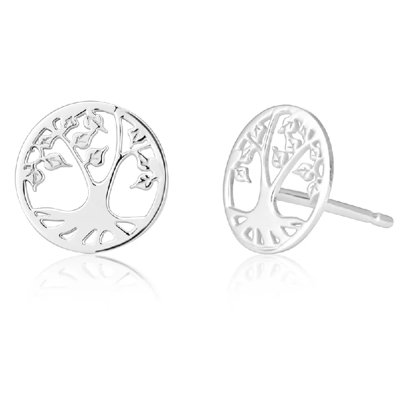 Sterling Silver Tree Of Life 10mm Stud Earrings