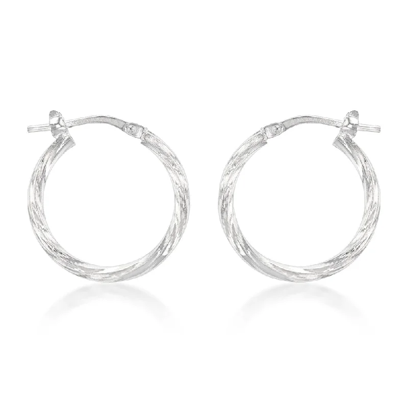 Sterling Silver Twisted 15mm Hoop Earrings