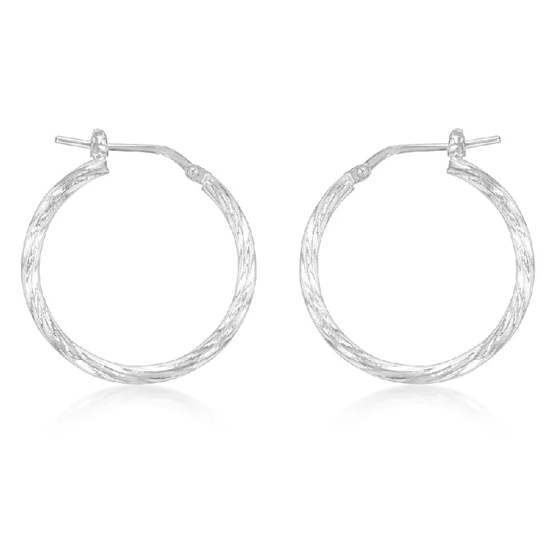 Sterling Silver Twisted 20mm Hoop Earrings