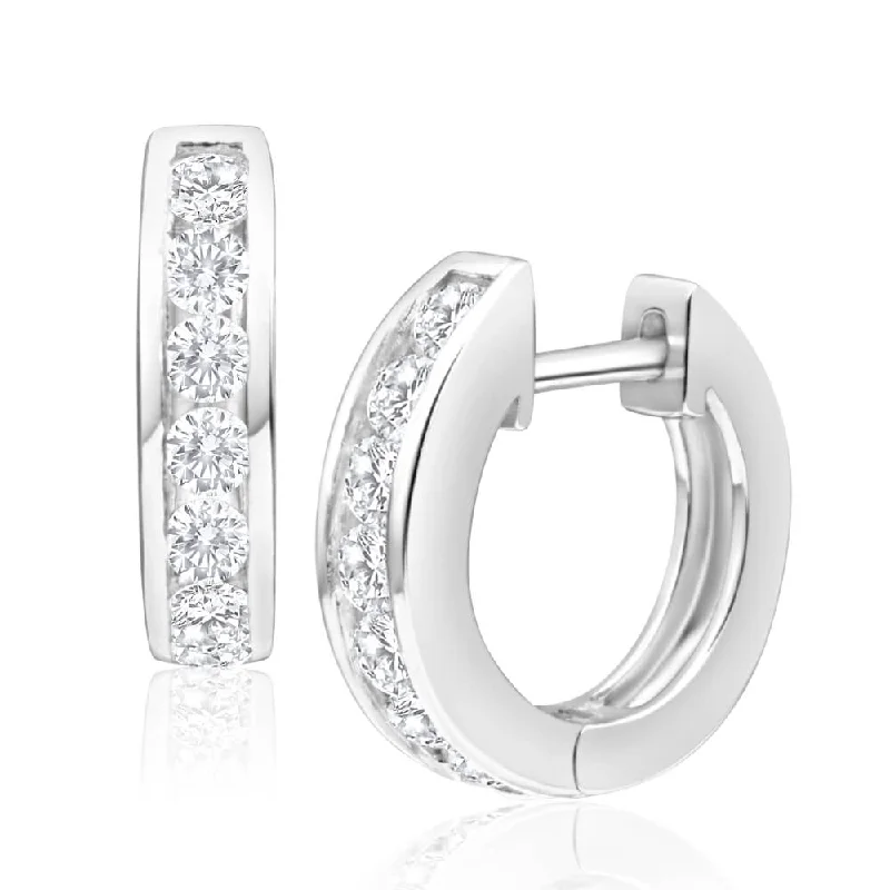 Sterling Silver Zirconia Huggies Hoop Earrings