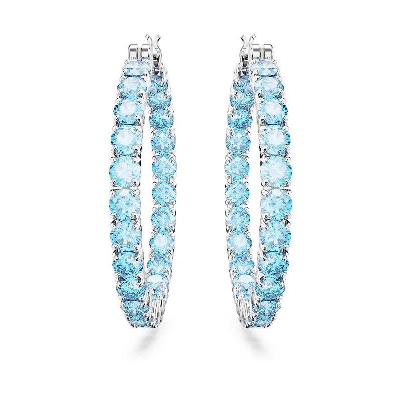 Swarovski Crystal Blue Matrix Hoop Earrings