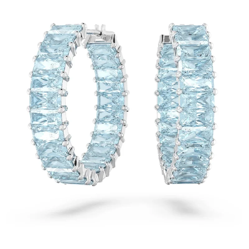 Swarovski Crystal Blue Matrix Hoop Earrings