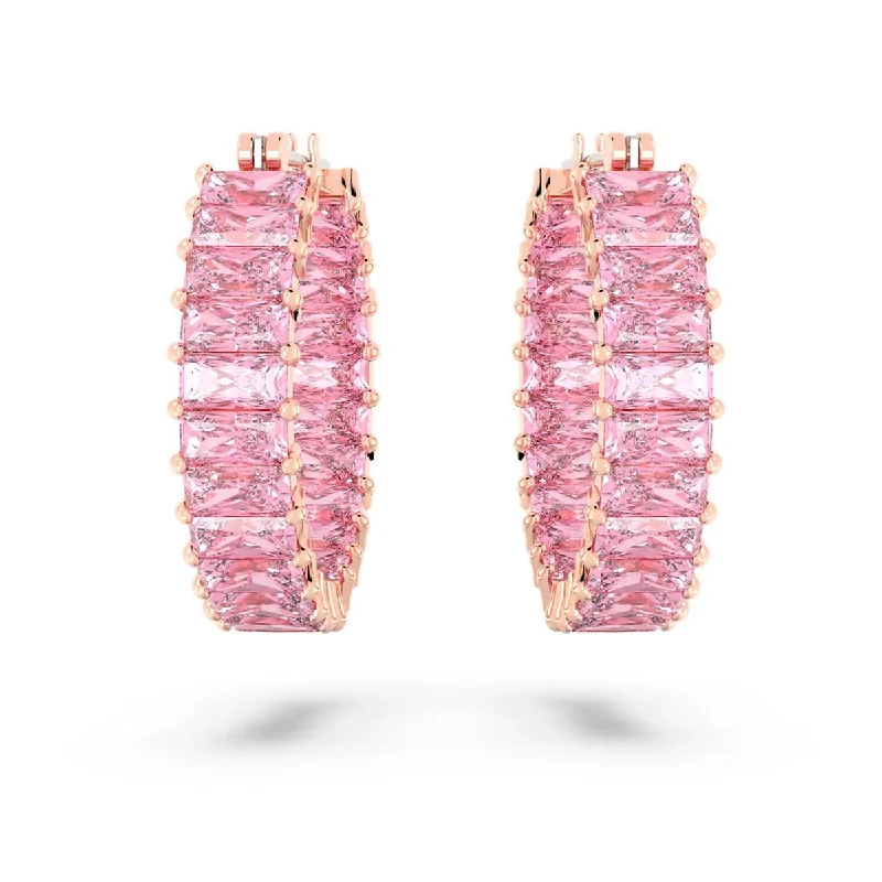 Swarovski Crystal Pink Matrix Hoop Earrings