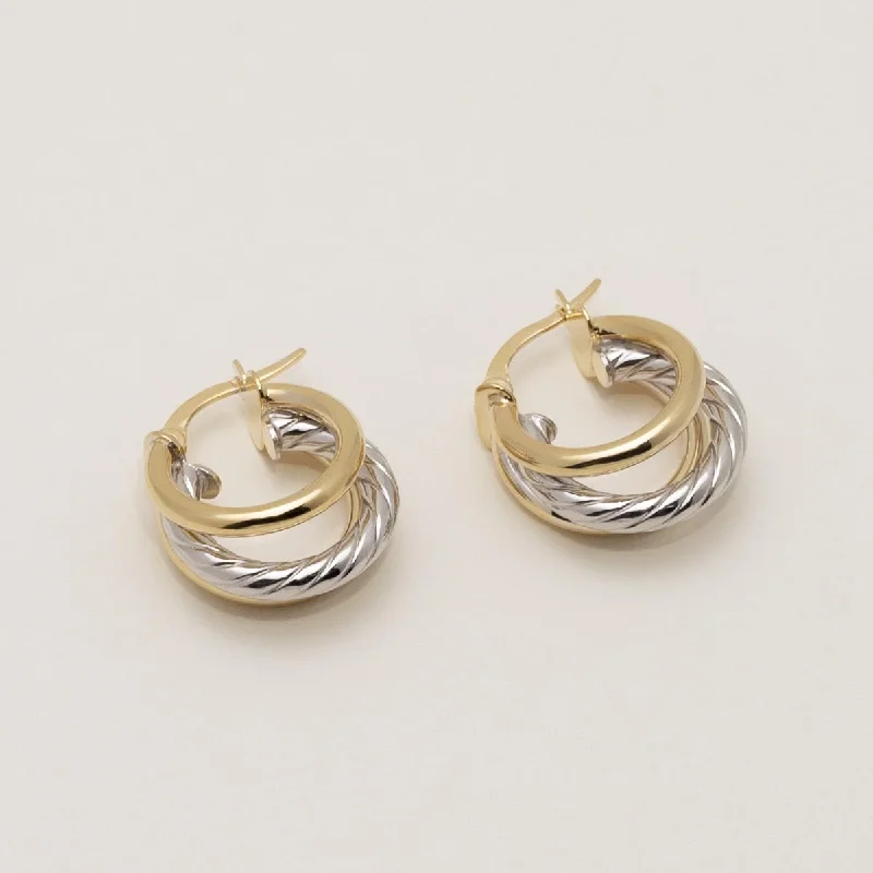 Triple Hoop Earrings in 14kt Yellow and White Gold