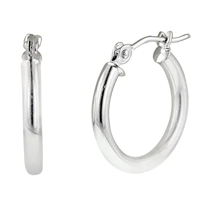 Tubular Hoop Earrings in 14kt White Gold (15mm)