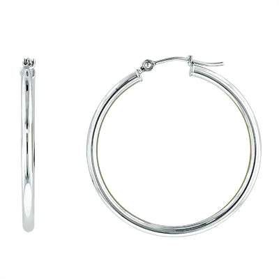 Tubular Hoop Earrings in 14kt White Gold