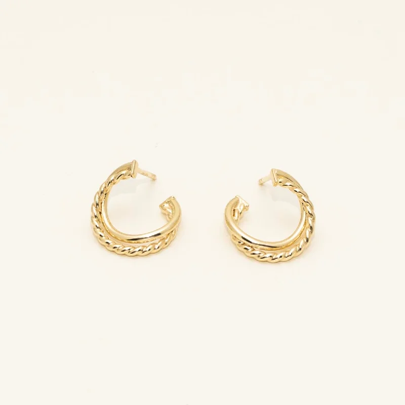 Twist Double Hoop Earrings in 14kt Yellow Gold