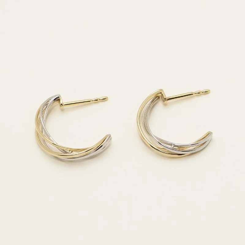 Twist Hoop Earrings in 14kt Yellow and White Gold