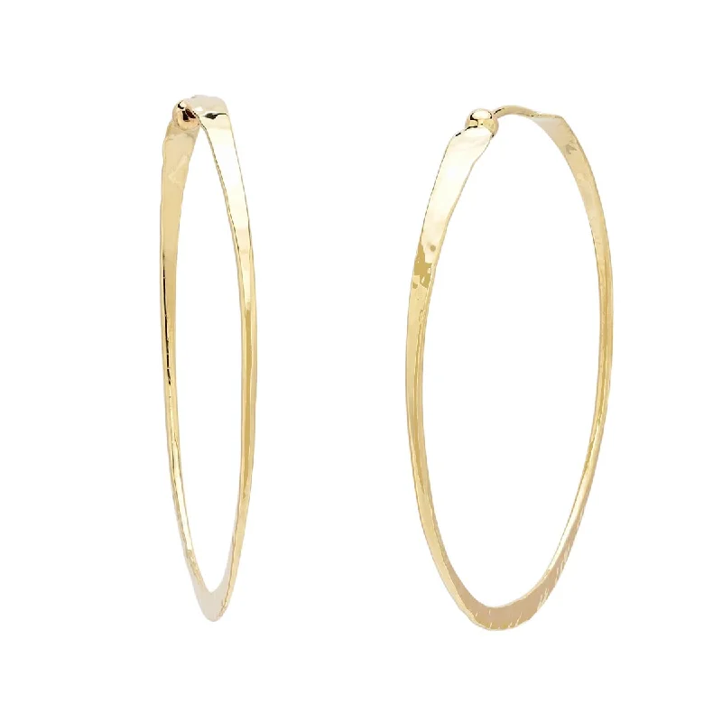 Twisted Hammered Hoop Earrings in 14kt Yellow Gold