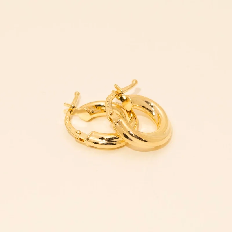 Twisted Huggie Hoop Earrings in 14kt Yellow Gold