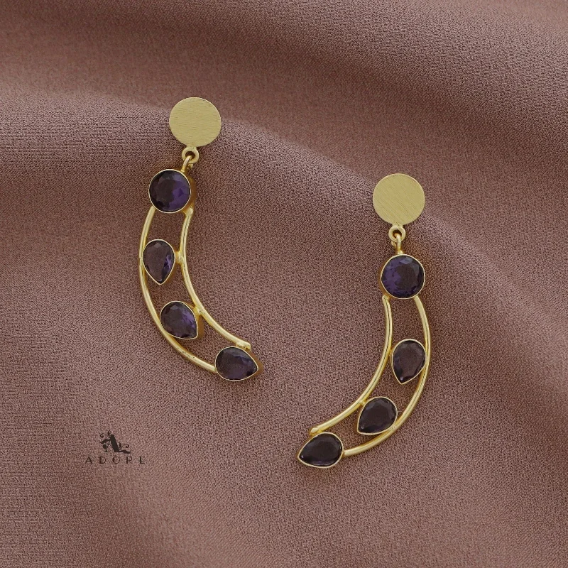 Golden Coin Glossy Drop Moon Earring