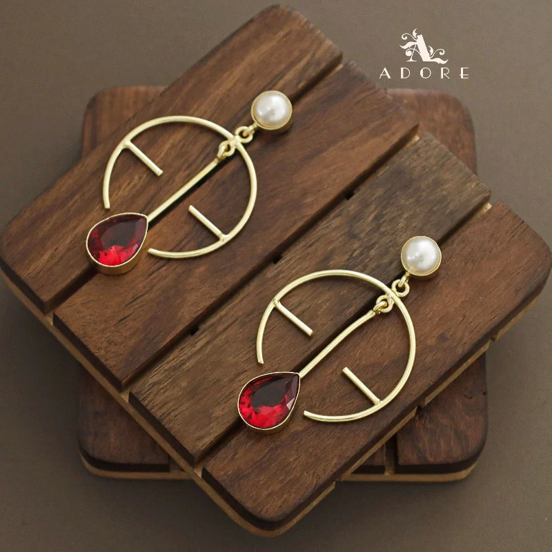 Pearly Open Circle Drop Pendulum Earring