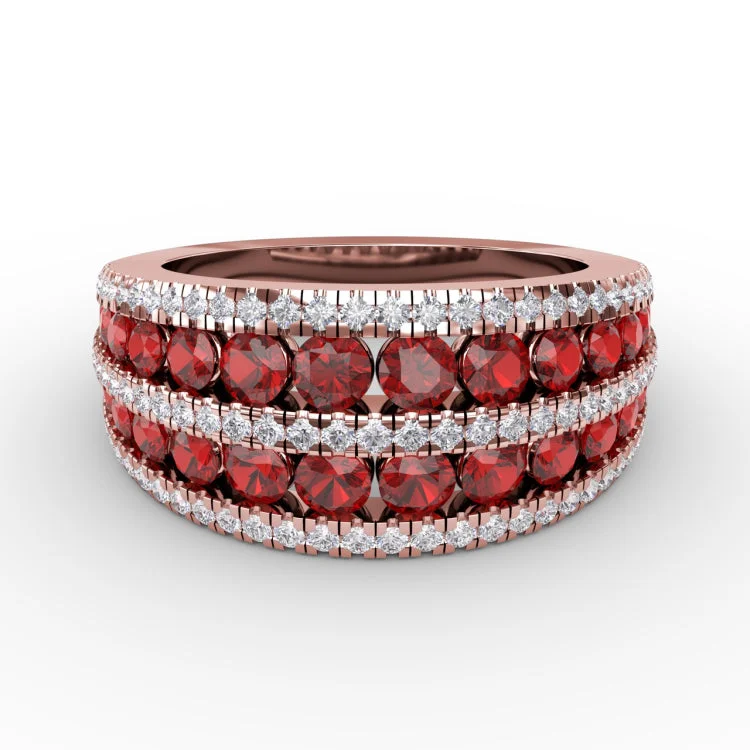 Chasing Bliss Ruby and Diamond Stacked Row Ring