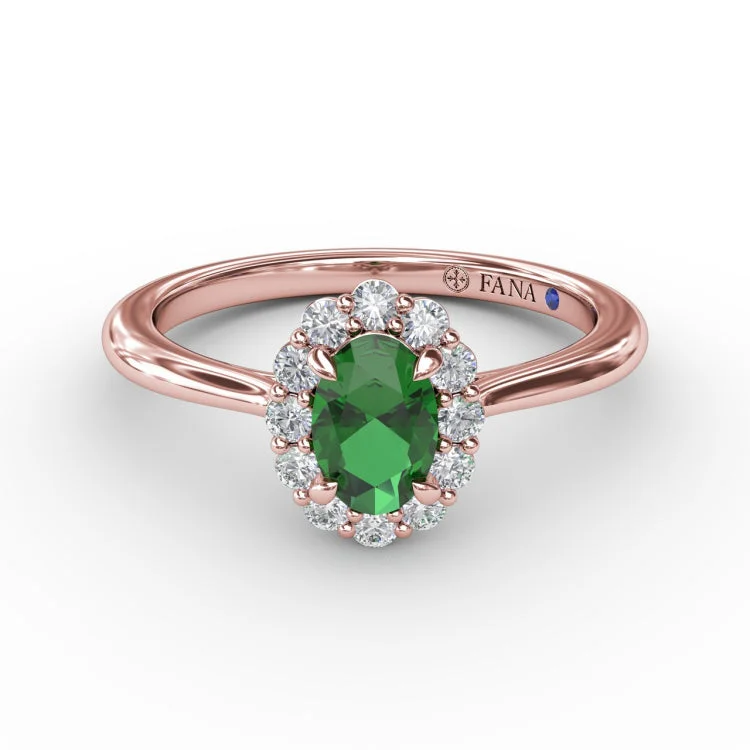 Blooming Halo Emerald and Diamond Ring