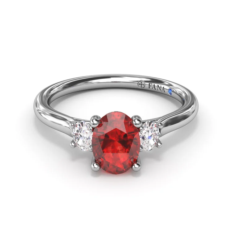 Three Stone Ruby and Diamond Ring