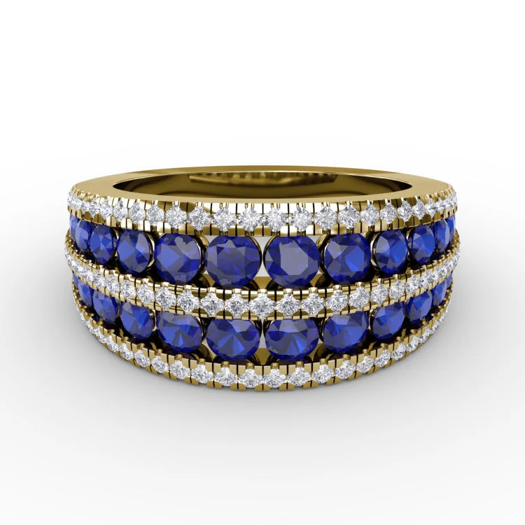 Chasing Bliss Sapphire and Diamond Stacked Row Ring